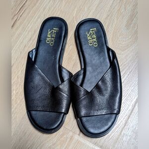 Franco Sarto Riviera Black Sandals with Gold Studs Sz 7